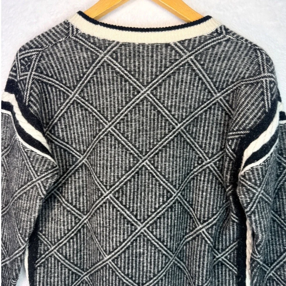 Madewell Merino Wool Sweater Black Cream Diamond Geometric B5443 Womens Small